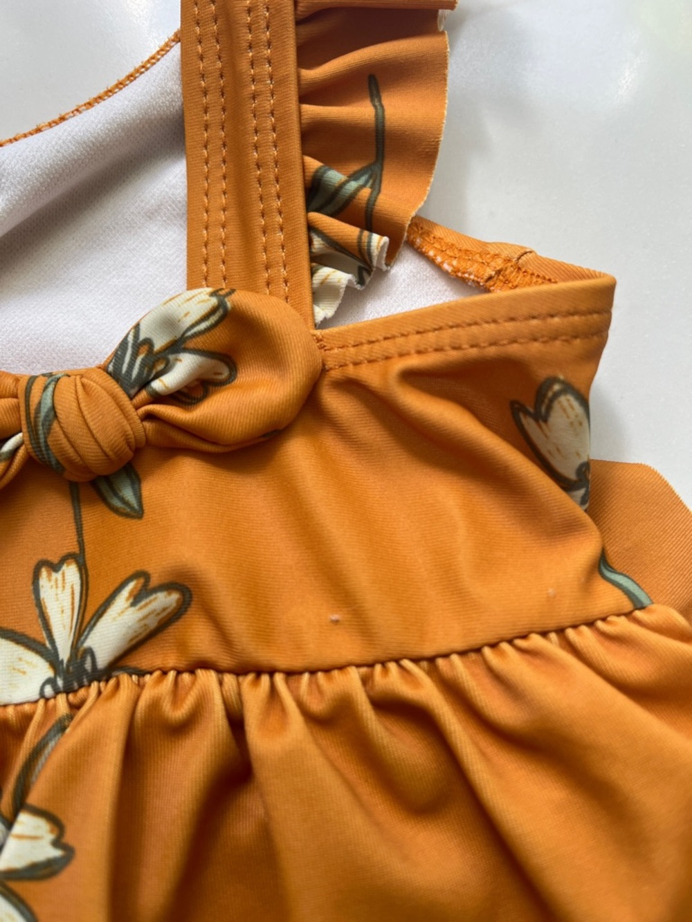 Carter's Orange Floral Ruffled One-Piece Swimsuit - Picture 4 of 4